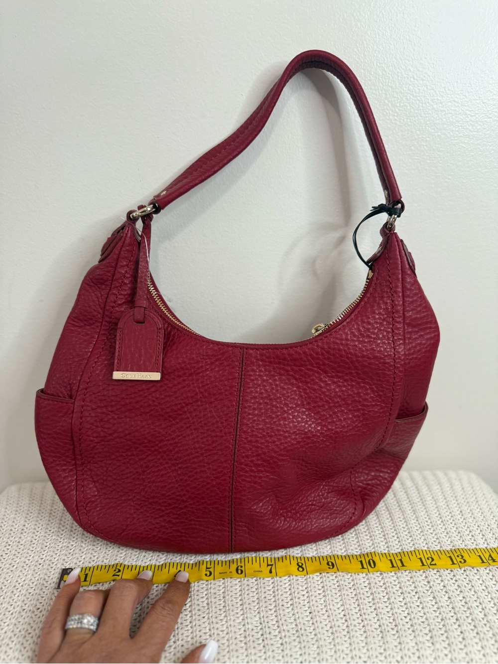 Cole Haan NWT  Pebbled Leather Hobo Bag in Velvet Red - Picture 14 of 14